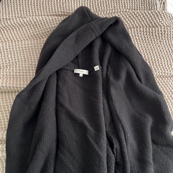 Black Wool Vince Cardigan with Hood - Picture 4 of 5